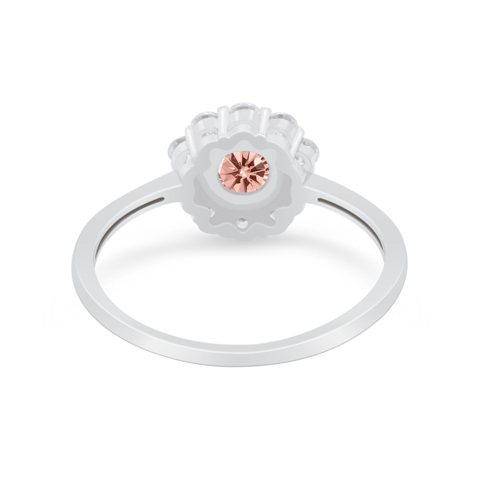 Floral Wedding Ring Petite Dainty Simulated Cubic Zirconia 925 Sterling Silver