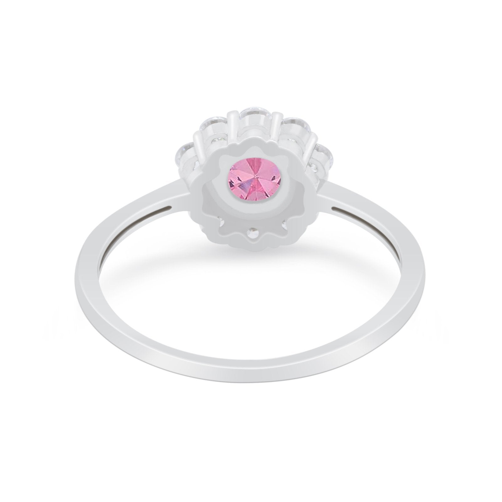 Floral Wedding Ring Petite Dainty Simulated Cubic Zirconia 925 Sterling Silver