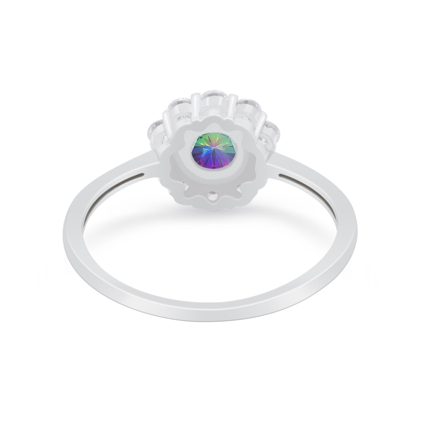 Floral Wedding Ring Petite Dainty Simulated Cubic Zirconia 925 Sterling Silver