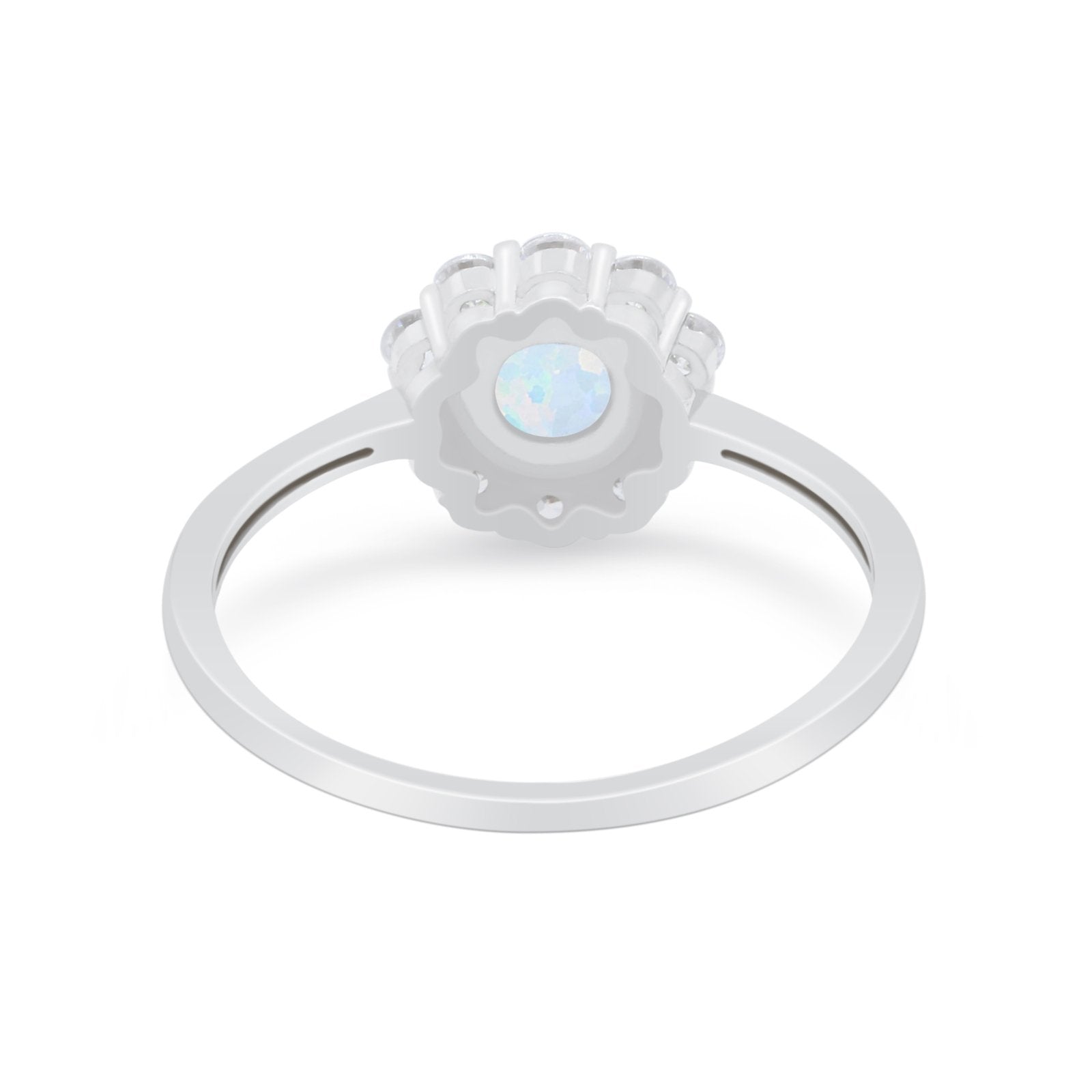 Floral Wedding Ring Petite Dainty Simulated Cubic Zirconia 925 Sterling Silver