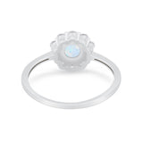 Floral Wedding Ring Petite Dainty Simulated Cubic Zirconia 925 Sterling Silver