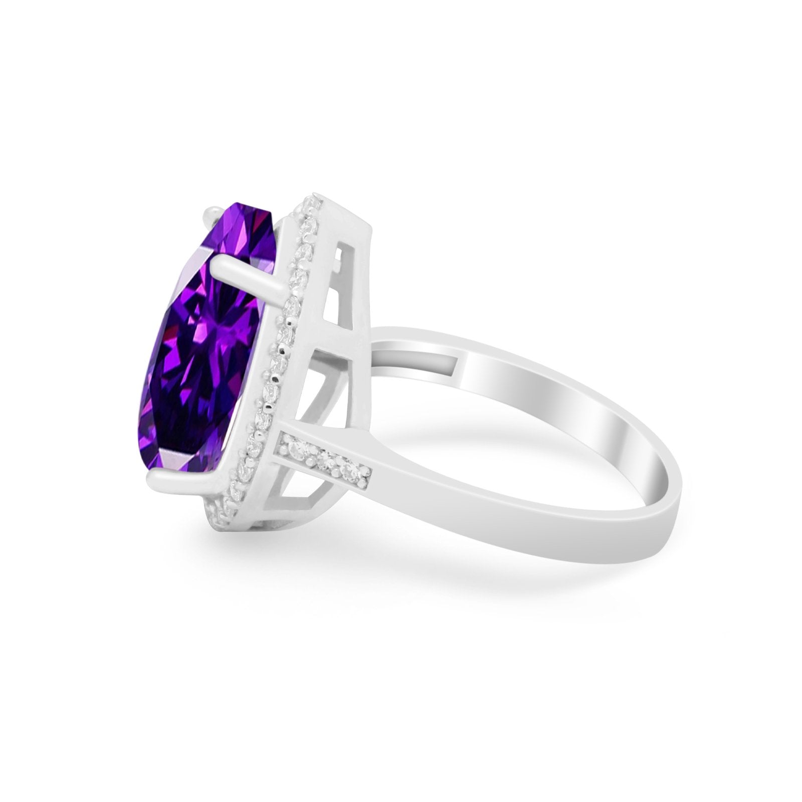 Teardrop Cocktail Engagement Ring Pear Simulated Cubic Zirconia 925 Sterling Silver