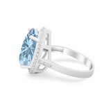 Teardrop Cocktail Engagement Ring Pear Simulated Cubic Zirconia 925 Sterling Silver
