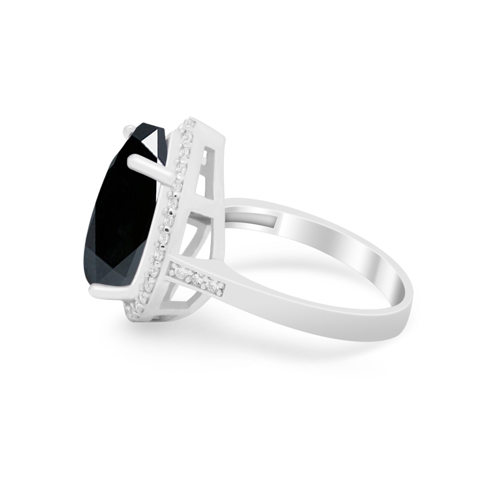 Teardrop Cocktail Engagement Ring Pear Simulated Cubic Zirconia 925 Sterling Silver