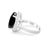 Teardrop Cocktail Engagement Ring Pear Simulated Cubic Zirconia 925 Sterling Silver