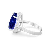 Teardrop Cocktail Engagement Ring Pear Simulated Cubic Zirconia 925 Sterling Silver
