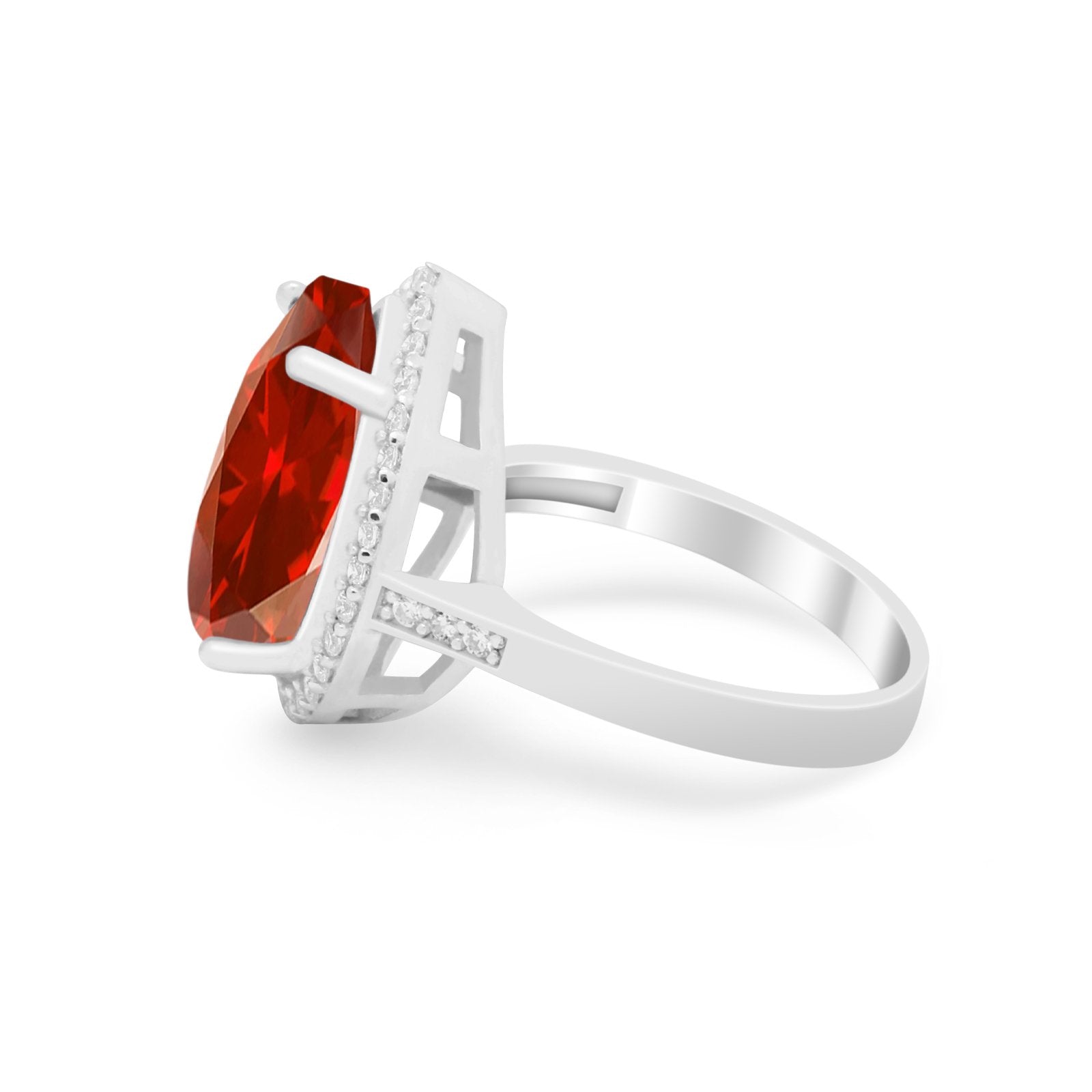 Teardrop Cocktail Engagement Ring Pear Simulated Cubic Zirconia 925 Sterling Silver