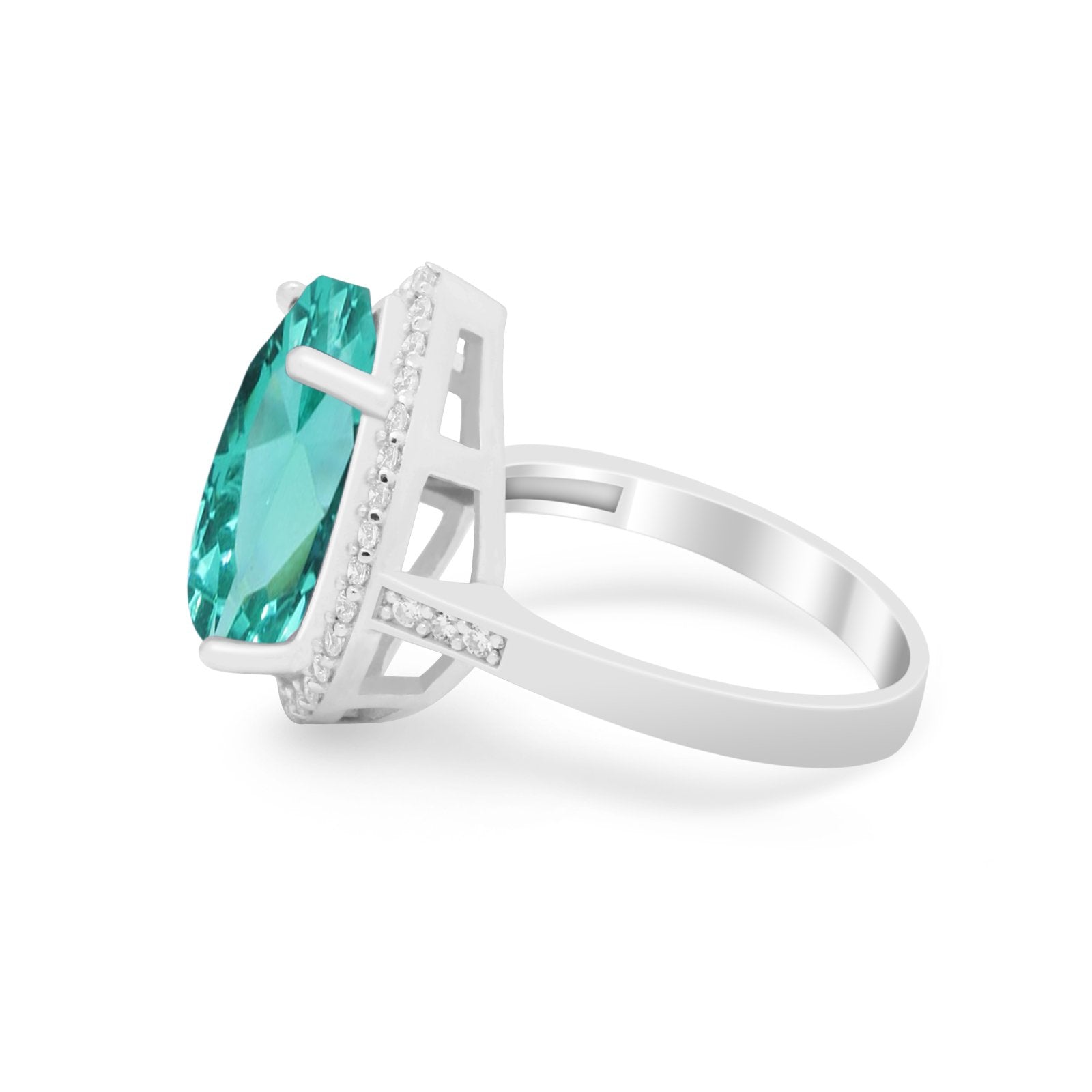 Teardrop Cocktail Engagement Ring Pear Simulated Cubic Zirconia 925 Sterling Silver