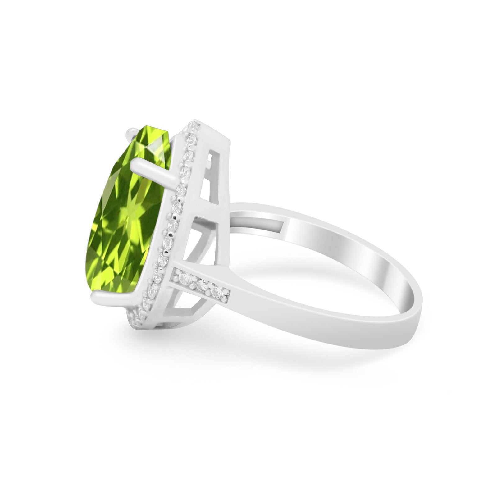 Teardrop Cocktail Engagement Ring Pear Simulated Cubic Zirconia 925 Sterling Silver