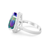 Teardrop Cocktail Engagement Ring Pear Simulated Cubic Zirconia 925 Sterling Silver