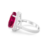 Teardrop Cocktail Engagement Ring Pear Simulated Cubic Zirconia 925 Sterling Silver