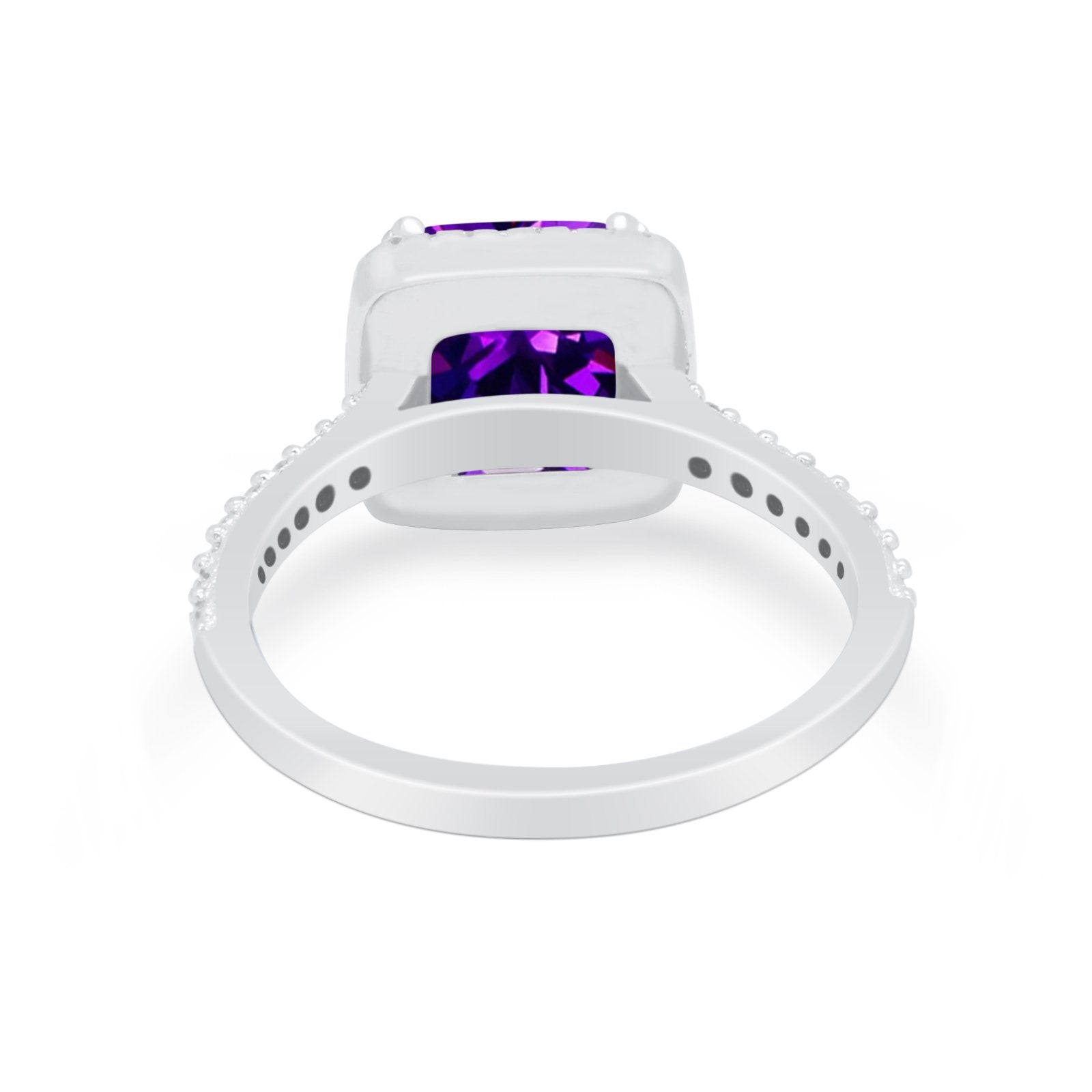 Halo Princess Cut Wedding Ring Simulated Cubic Zirconia 925 Sterling Silver