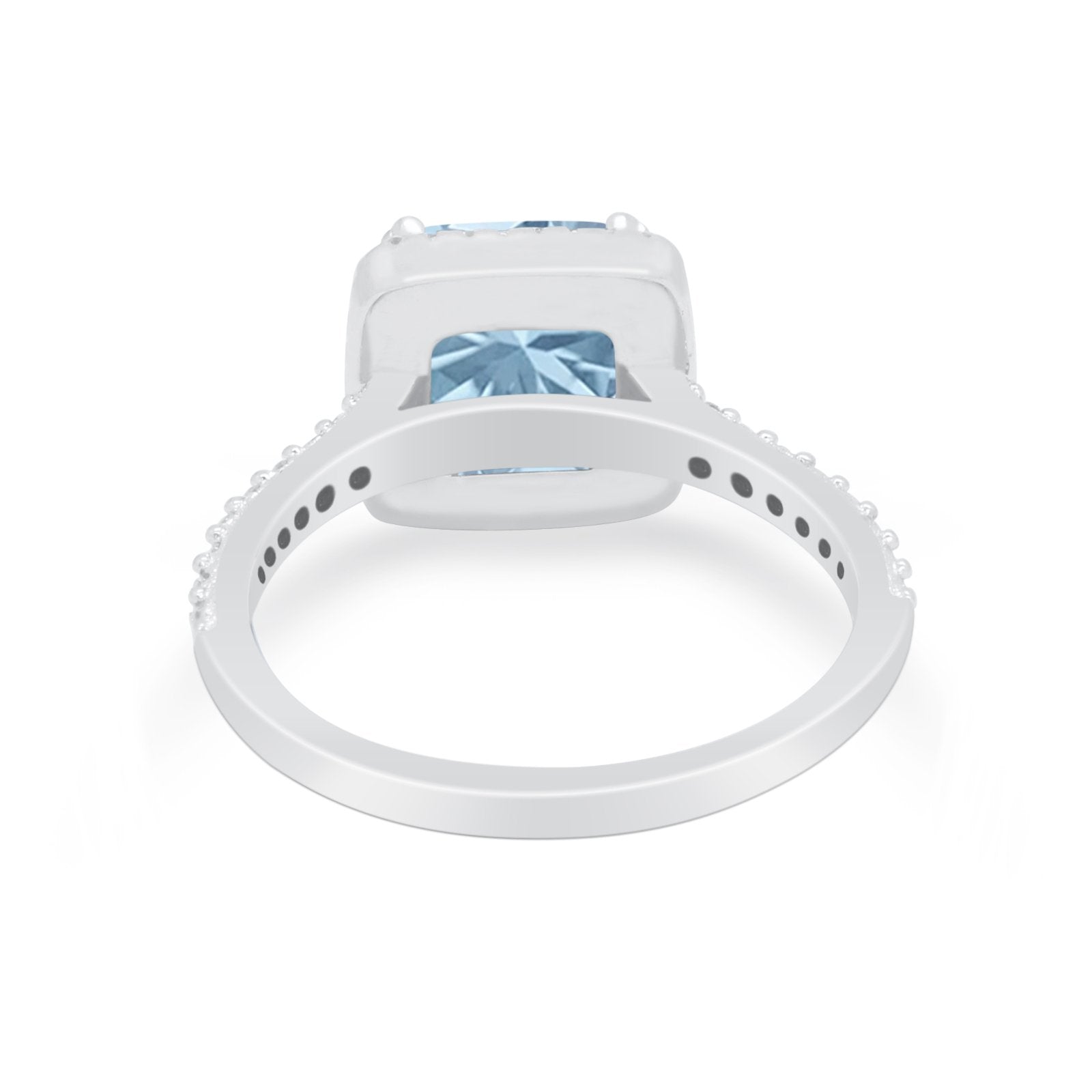 Halo Princess Cut Wedding Ring Simulated Cubic Zirconia 925 Sterling Silver