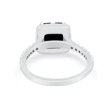 Halo Princess Cut Wedding Ring Simulated Cubic Zirconia 925 Sterling Silver