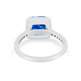 Halo Princess Cut Wedding Ring Simulated Cubic Zirconia 925 Sterling Silver