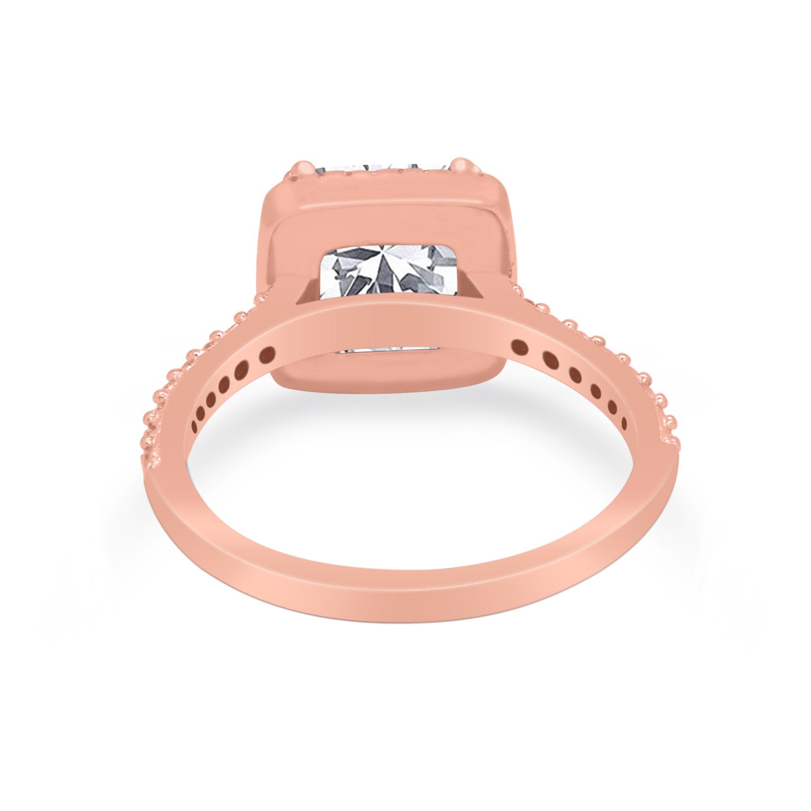 Halo Princess Cut Wedding Ring Simulated Cubic Zirconia 925 Sterling Silver