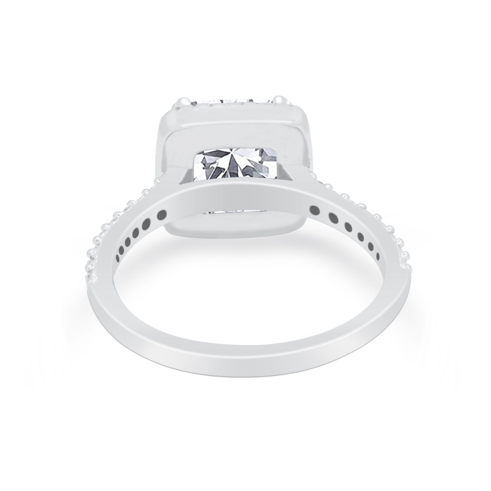 Halo Princess Cut Wedding Ring Simulated Cubic Zirconia 925 Sterling Silver