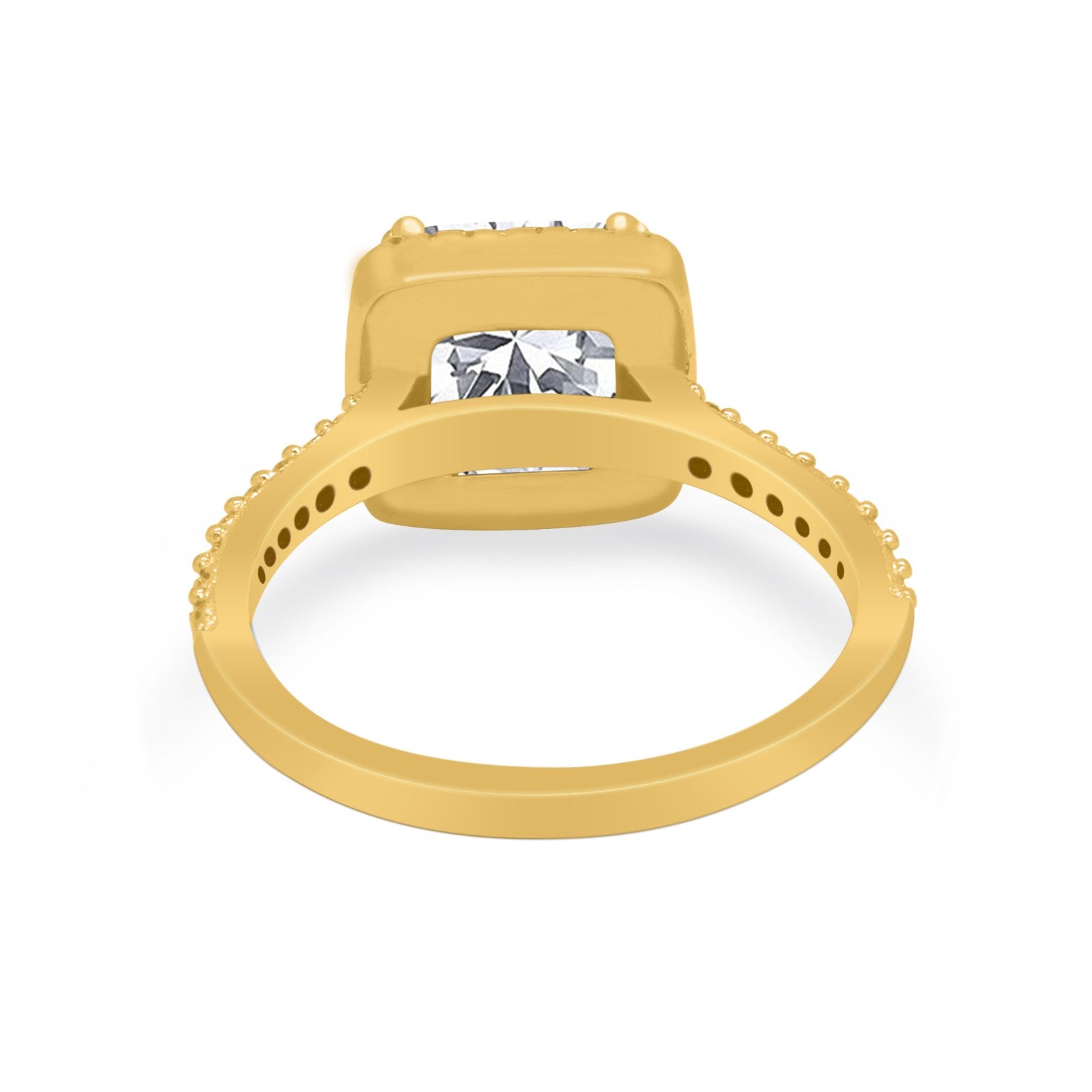 Halo Princess Cut Wedding Ring Simulated Cubic Zirconia 925 Sterling Silver