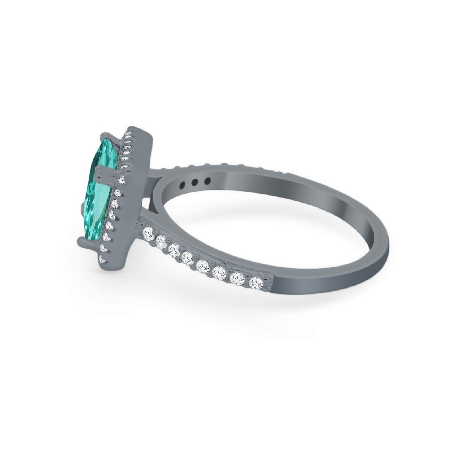 Halo Princess Cut Wedding Ring Simulated Cubic Zirconia 925 Sterling Silver