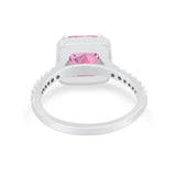 Halo Princess Cut Wedding Ring Simulated Cubic Zirconia 925 Sterling Silver