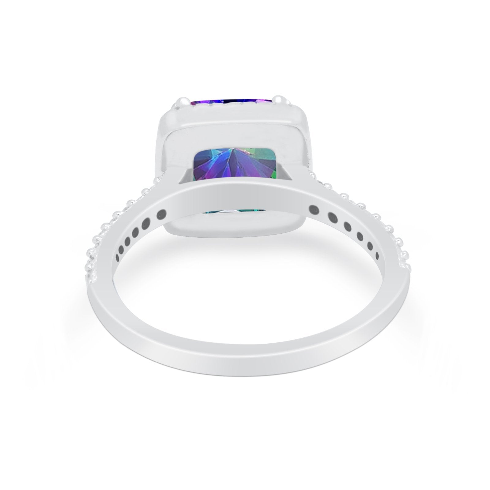 Halo Princess Cut Wedding Ring Simulated Cubic Zirconia 925 Sterling Silver