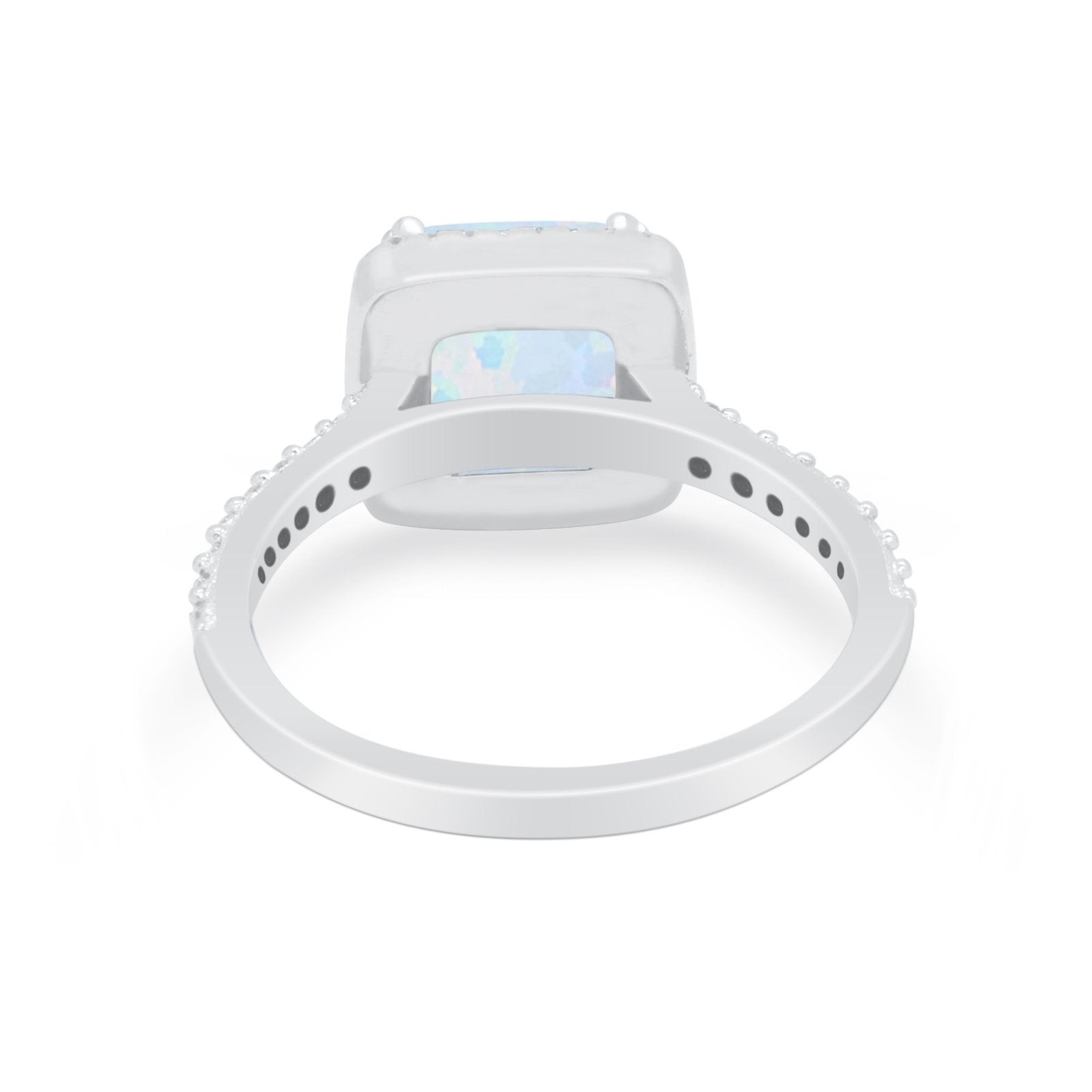 Halo Princess Cut Wedding Ring Simulated Cubic Zirconia 925 Sterling Silver