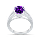 Vintage Style Round Simulated Cubic Zirconia Engagement Ring 925 Sterling Silver