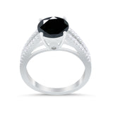Vintage Style Round Simulated Cubic Zirconia Engagement Ring 925 Sterling Silver