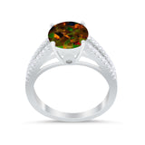 Vintage Style Round Simulated Cubic Zirconia Engagement Ring 925 Sterling Silver