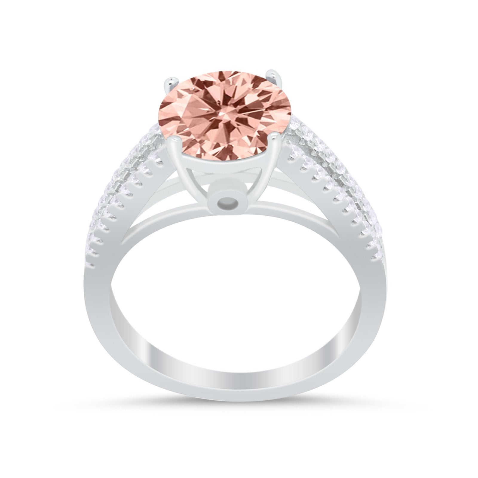 Vintage Style Round Simulated Cubic Zirconia Engagement Ring 925 Sterling Silver