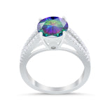 Vintage Style Round Simulated Cubic Zirconia Engagement Ring 925 Sterling Silver