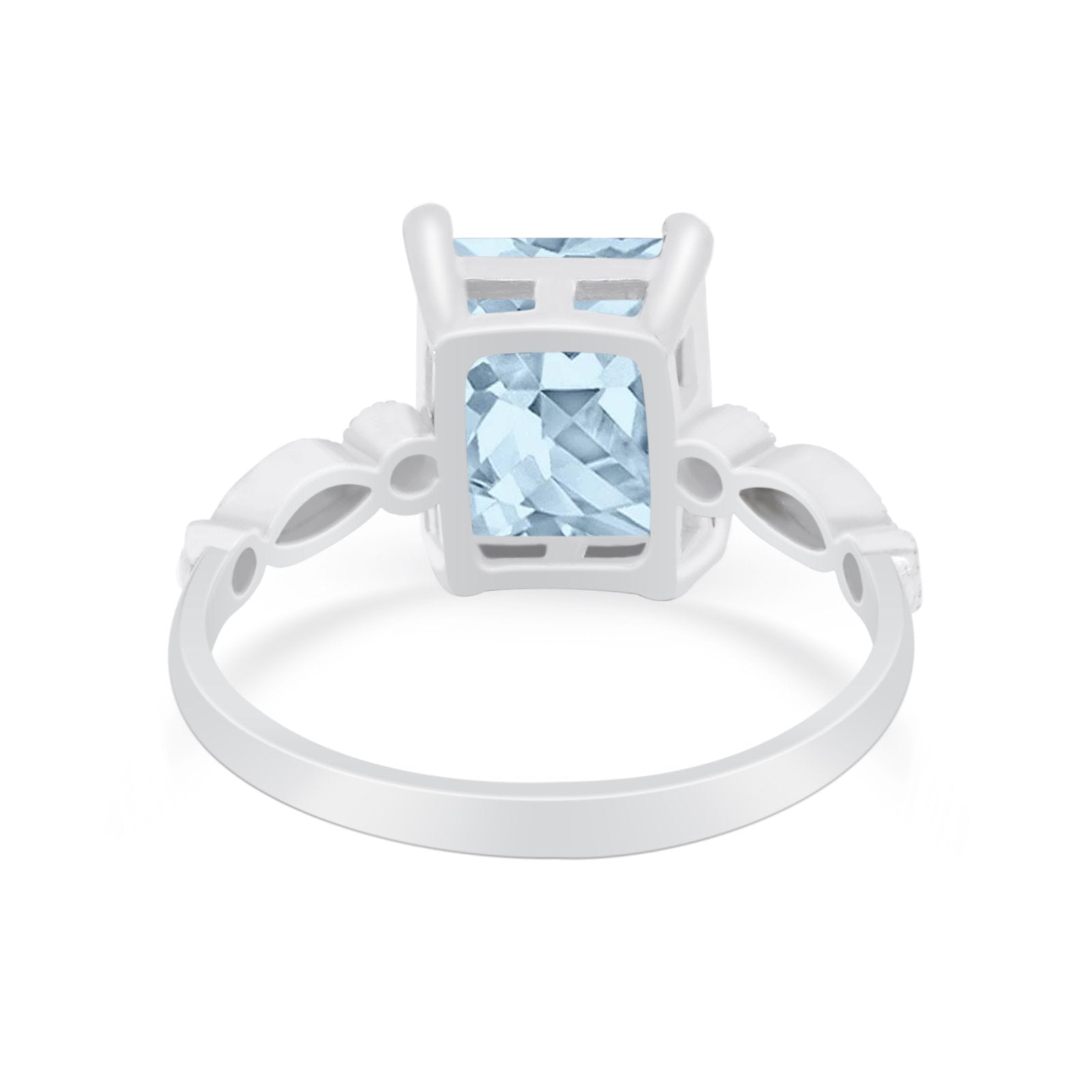 Radiant Cut Shank Simulated Cubic Zirconia 925 Sterling Silver Engagement Ring