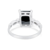 Radiant Cut Shank Simulated Cubic Zirconia 925 Sterling Silver Engagement Ring