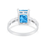 Radiant Cut Shank Simulated Cubic Zirconia 925 Sterling Silver Engagement Ring