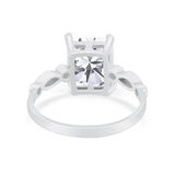 Radiant Cut Shank Simulated Cubic Zirconia 925 Sterling Silver Engagement Ring