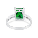 Radiant Cut Shank Simulated Cubic Zirconia 925 Sterling Silver Engagement Ring