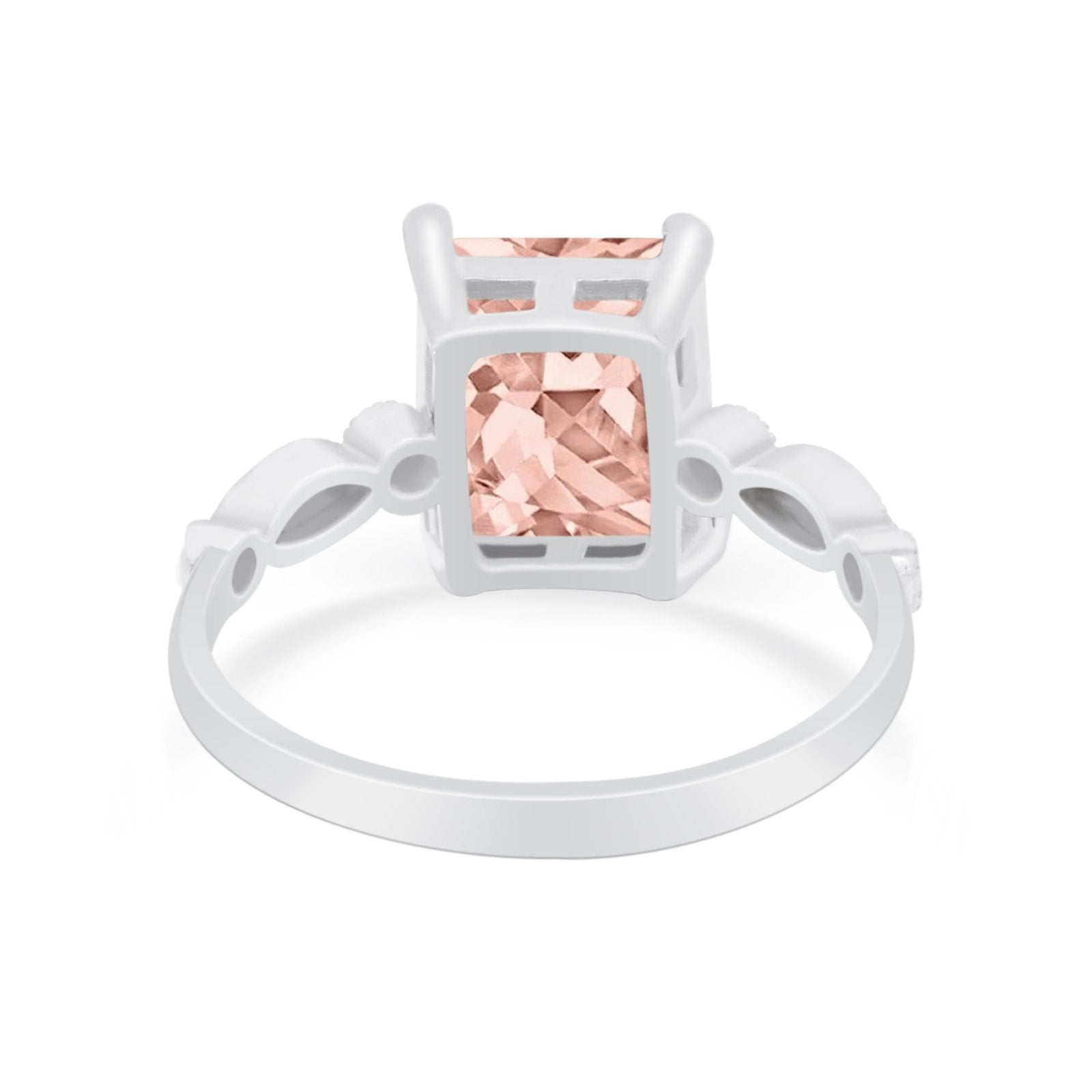 Radiant Cut Shank Simulated Cubic Zirconia 925 Sterling Silver Engagement Ring