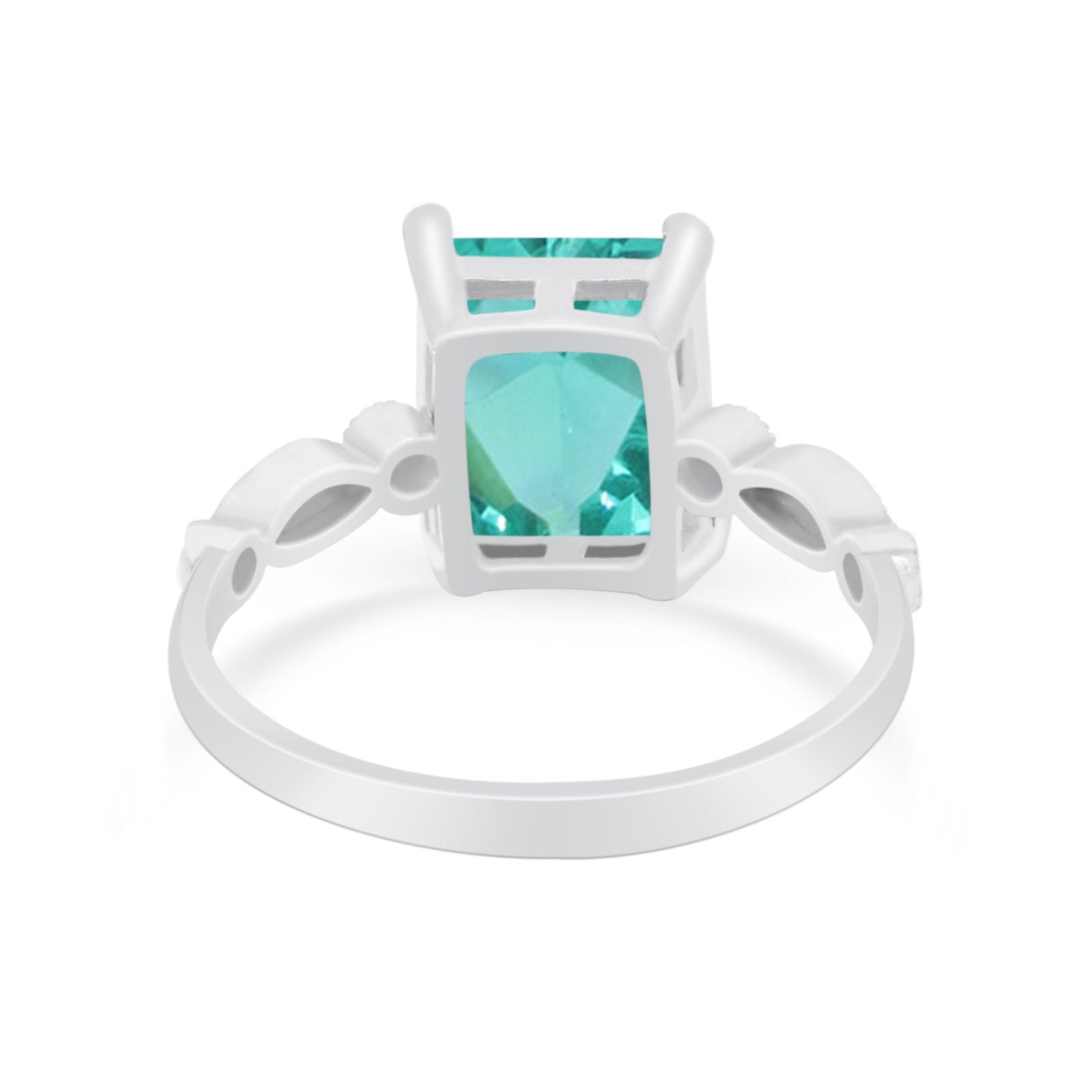Radiant Cut Shank Simulated Cubic Zirconia 925 Sterling Silver Engagement Ring