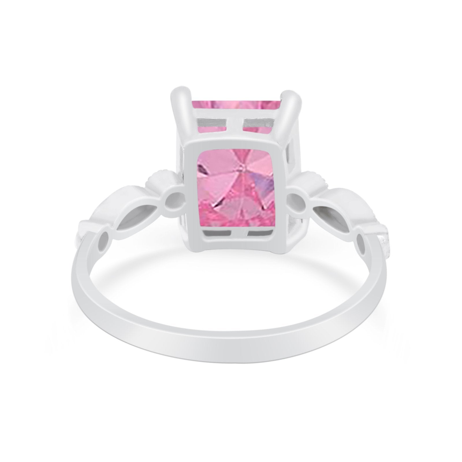 Radiant Cut Shank Simulated Cubic Zirconia 925 Sterling Silver Engagement Ring