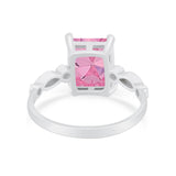 Radiant Cut Shank Simulated Cubic Zirconia 925 Sterling Silver Engagement Ring