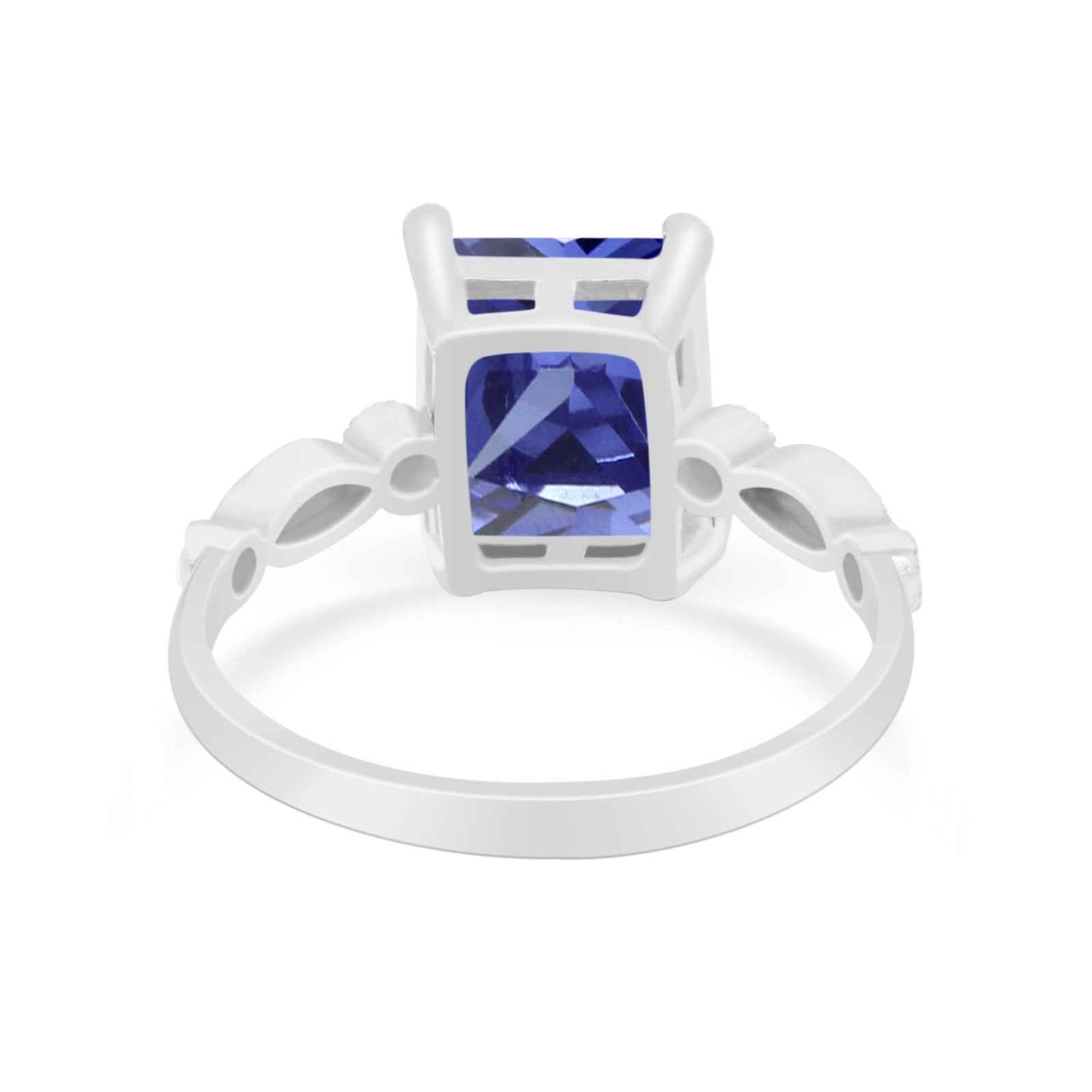 Radiant Cut Shank Simulated Cubic Zirconia 925 Sterling Silver Engagement Ring