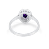 Solitaire Wedding Ring Pear Simulated Cubic Zirconia 925 Sterling Silver