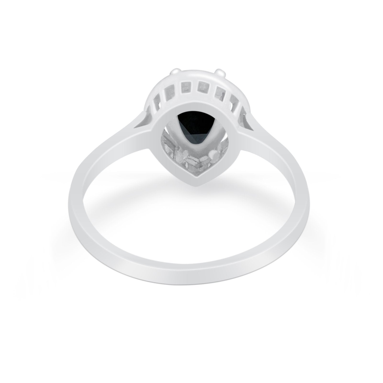 Solitaire Wedding Ring Pear Simulated Cubic Zirconia 925 Sterling Silver