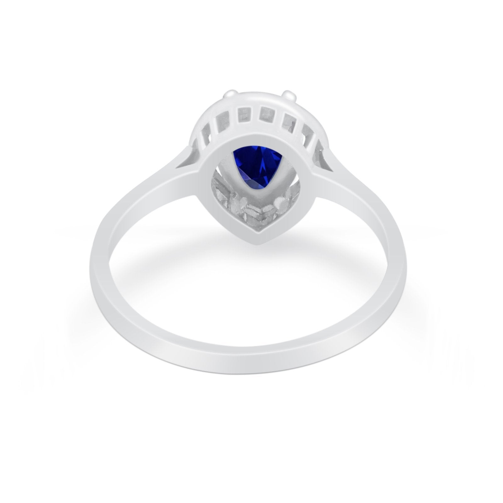 Solitaire Wedding Ring Pear Simulated Cubic Zirconia 925 Sterling Silver