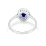 Solitaire Wedding Ring Pear Simulated Cubic Zirconia 925 Sterling Silver