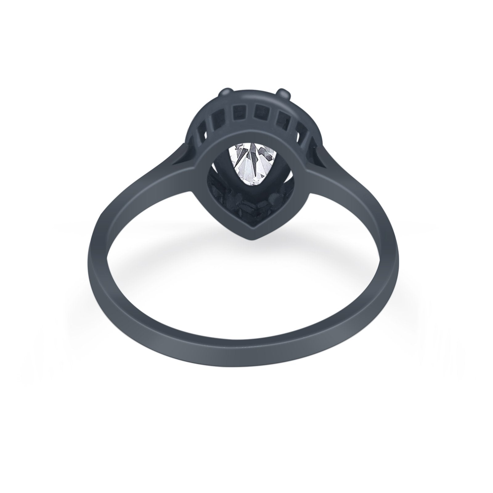 Solitaire Wedding Ring Pear Simulated Cubic Zirconia 925 Sterling Silver