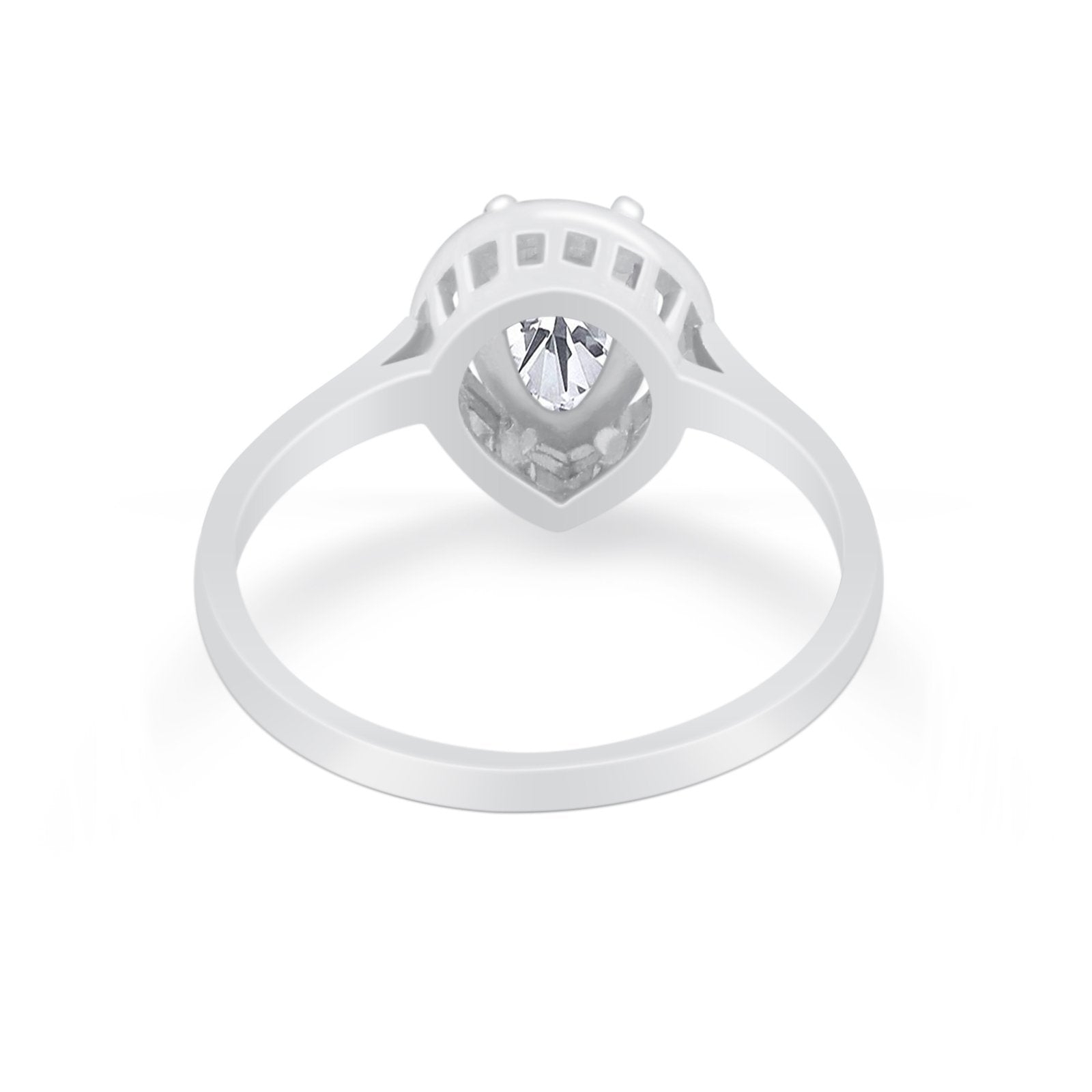 Solitaire Wedding Ring Pear Simulated Cubic Zirconia 925 Sterling Silver