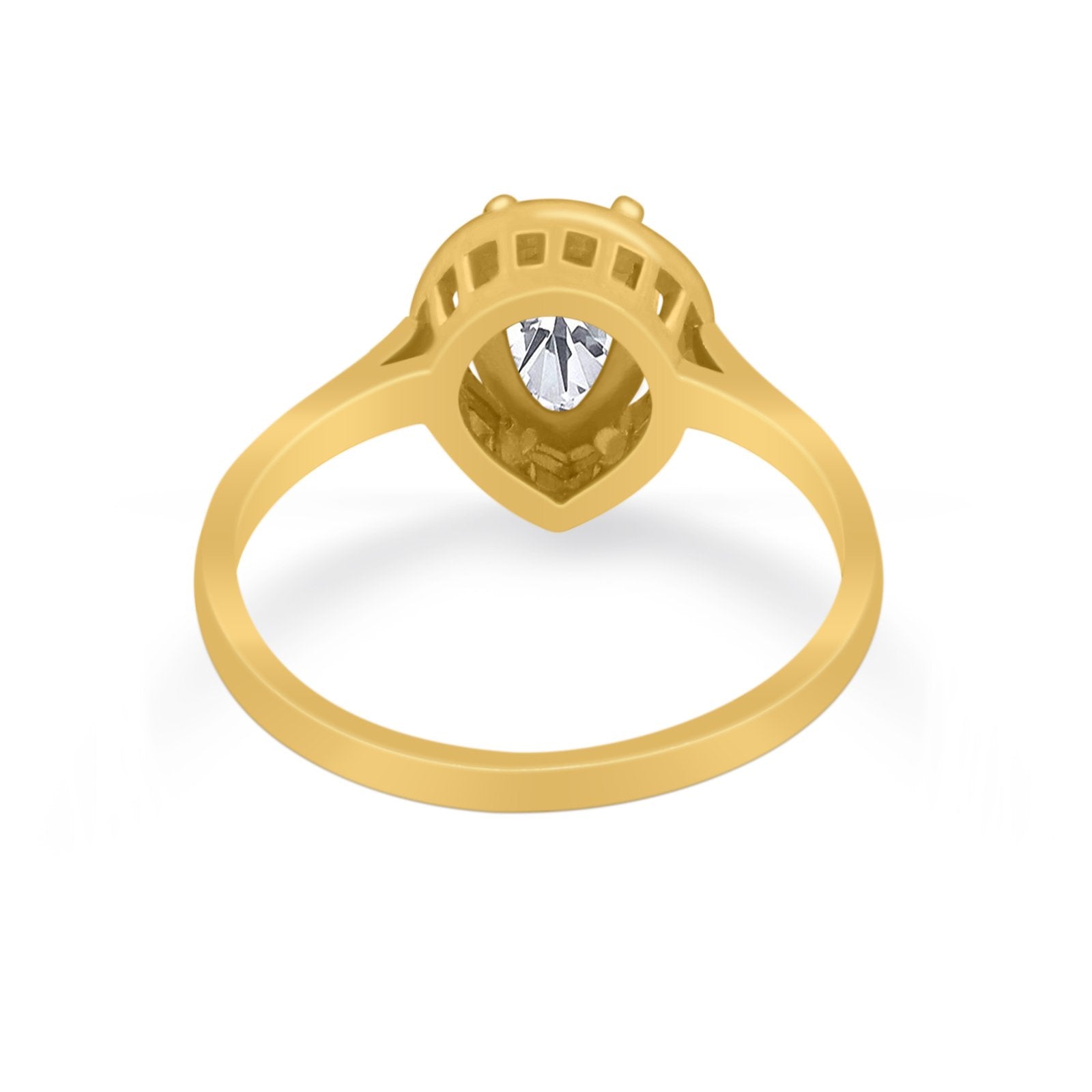 Solitaire Wedding Ring Pear Simulated Cubic Zirconia 925 Sterling Silver