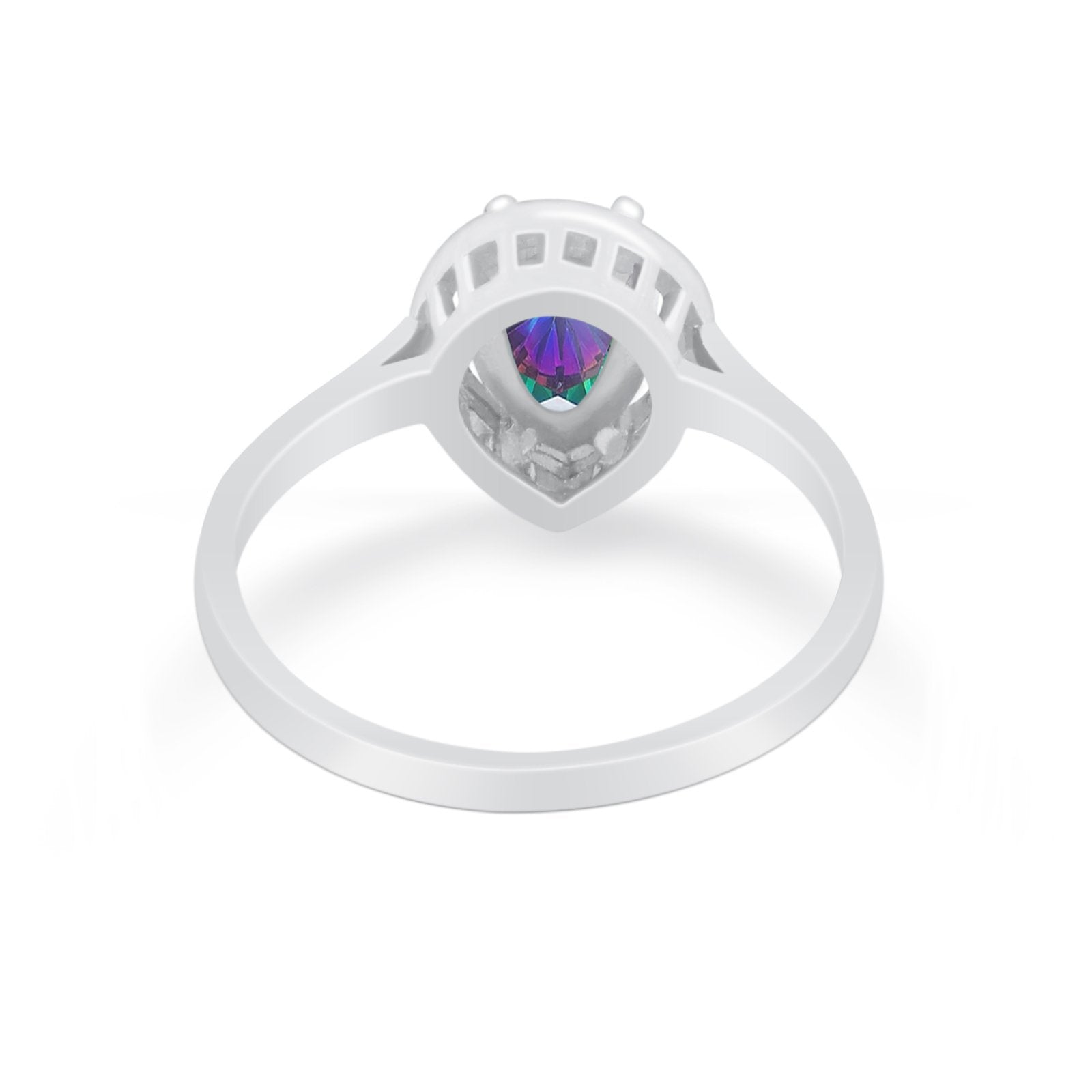 Solitaire Wedding Ring Pear Simulated Cubic Zirconia 925 Sterling Silver