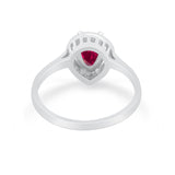Solitaire Wedding Ring Pear Simulated Cubic Zirconia 925 Sterling Silver